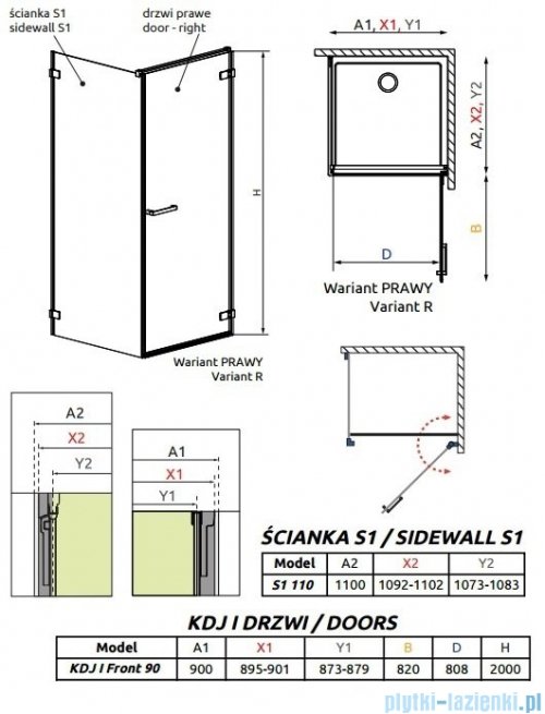Radaway Arta Kdj I kabina 90x110cm prawa szkło przejrzyste 386082-03-01R/386023-03-01