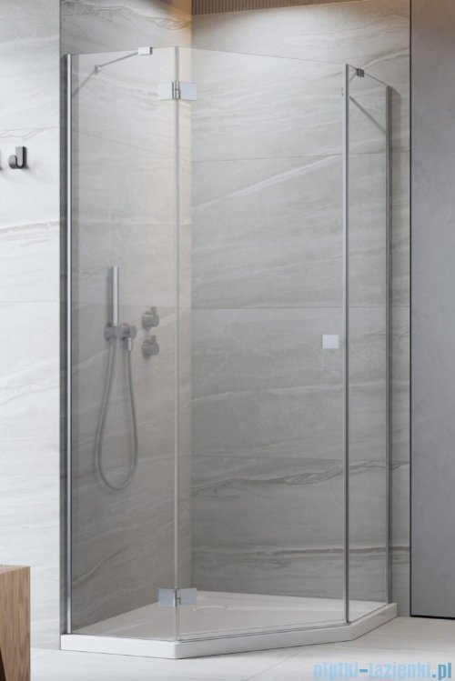 Radaway Essenza 8 Ptj kabina pięciokątna 90x100cm lewa szkło przejrzyste 10490000-01-01L/10490700-01-01