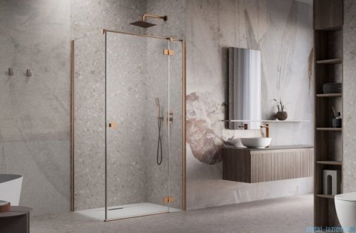 Radaway Essenza Kdj Brushed Copper kabina 110x110cm prawa szczotkowana miedź 1385041-93-01R/1384053-01-01