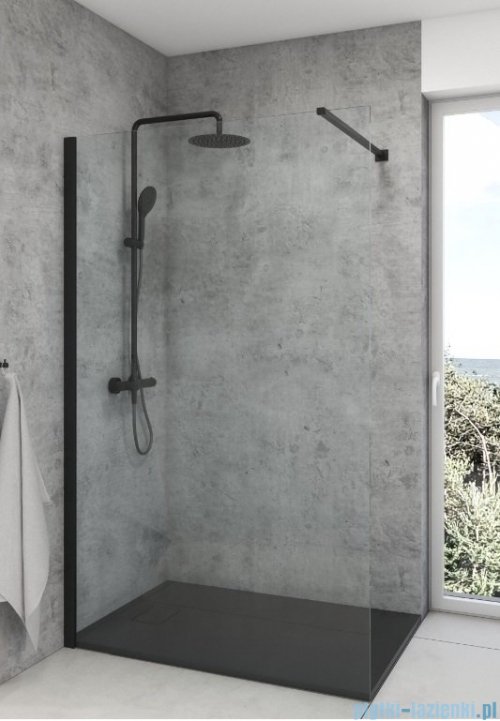 Oltens Bergytan brodzik prostokątny 100x80 cm RockSurface czarny mat 15100300
