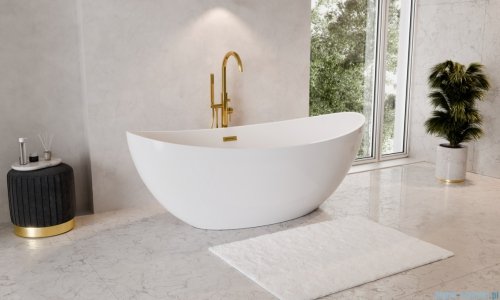 The North Bath Frigg wanna wolnostojąca z korkiem i przelewem ZŁOTYM 180x87cm  6807B-1801OEMGL