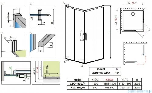 Radaway Idea White Kdd kabina 120x80cm szkło przejrzyste 387064-04-01L/387061-04-01R