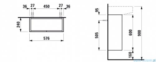 Laufen SONAR szafka pod umywalkę 57x24cm Miedziany lakierowany H4054830340411