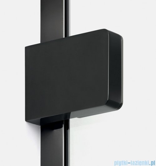 New Trendy Eventa Black Chrome drzwi wnękowe pojedyncze z dodatkową ścianką 130x200 cm przejrzyste lewe czarny połysk EXK-6139