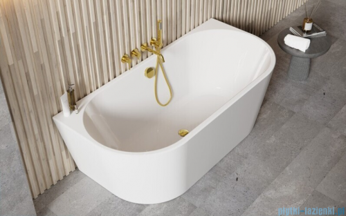 Besco Vica New wanna 150x80cm wolnostojąca przyścienna z odpływem klik-klak czarny matt z napełnieniem przez przelew #WAS-150VNCN