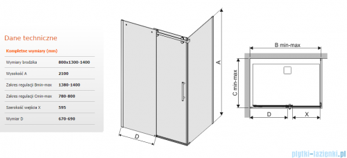 Sanplast kabina KND2/ALTII narożna prostokątna 80x130-140x210 cm grafit 600-121-0831-42-491