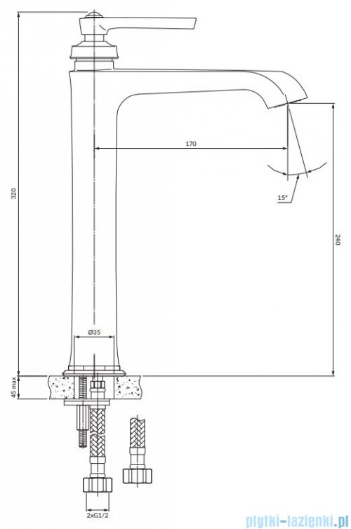 Omnires Armance bateria umywalkowa wysoka 32 cm złoty AM5213GL