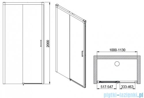 Sanplast Exa Line D2/EXA LINE drzwi przesuwne 100-110x200 cm czarny matowy 600-540-2510-59-401