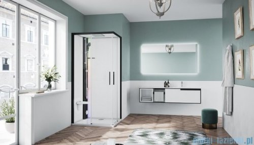 Novellini Glax 1 2.0 kabina z sauna parową 100x80 lewa czarna G21A108ST5-1HH