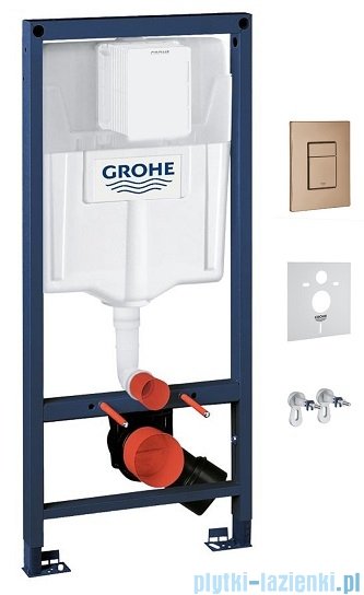 Omnires Grohe Rapid stelaż podtynkowy do WC zestaw 4w1 przycisk miedź szczotkowana RAPIDSETCPB