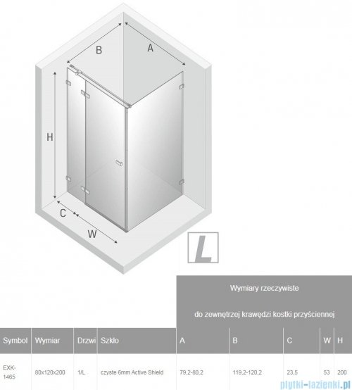 New Trendy Avexa kabina prostokątna 80x120x200 cm przejrzyste lewa EXK-1465