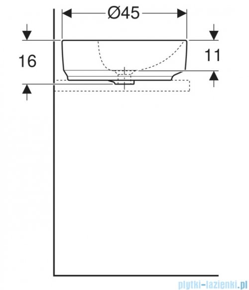 Geberit VariForm Umywalka okrągła z półką z przelewem 45cm KeraTect 500.769.00.2