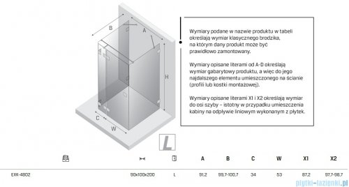 New Trendy Eventa Gold Shine kabina prysznicowa przyścienna 90x100x200 przejrzyste Lewa Złoty połysk EXK-4802