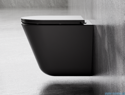 Besco Laax Ergo Matt Black miska WC wisząca + deska wolnoopadająca Laax Black czarny matt  #ZLAE-C-DLC