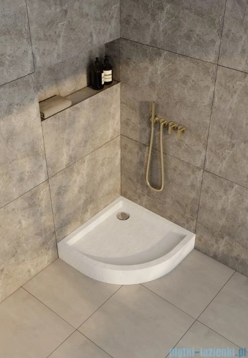 Schedpol Schedline Favory Plus brodzik półokrągły 80x80x16cm White Stone 3ST.F1O-8080/B/ST