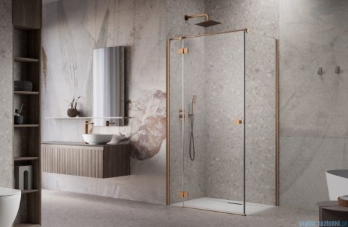 Radaway Essenza Kdj Brushed Copper kabina 90x80cm lewa szczotkowana miedź 1385044-93-01L/1384051-01-01
