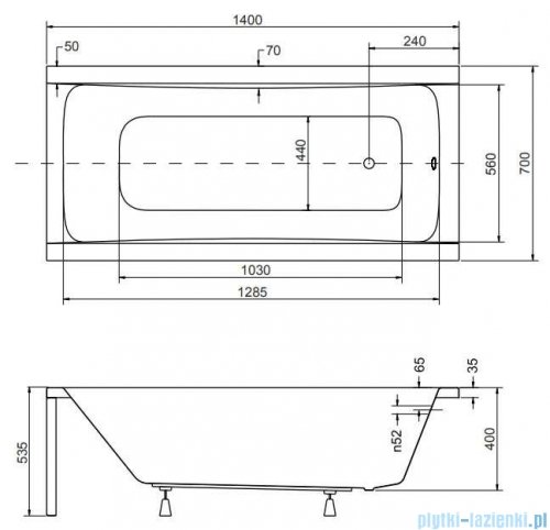 Besco Optima 140x70cm wanna prostokątna + obudowa CZARNY mat + syfon CZARNY #WAO-140-PK/#OAP-140UNIC/19977
