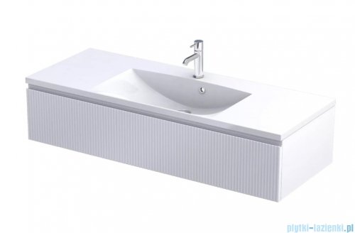 Oristo Brylant szafka podumywalkowa wisząca Ryflowana 120x25x45 biały mat OR36-SD1S-120-2R