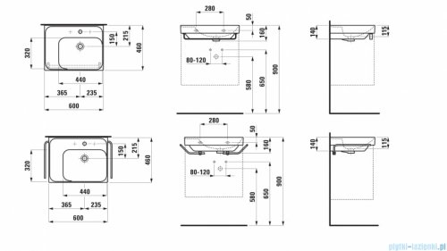 Laufen Meda umywalka ścienna 60x46cm biały mat H8181127571041