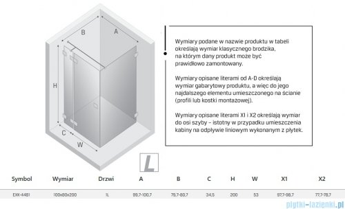 New Trendy Eventa kabina prysznicowa prostokątna 100x80x200 cm lewa przejrzyste EXK-4481
