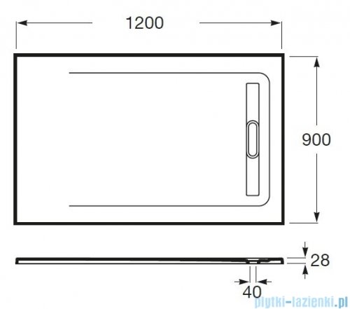 Roca Aquos 120x90cm brodzik prostokątny kompozytowy szary łupek AP6014B038401200