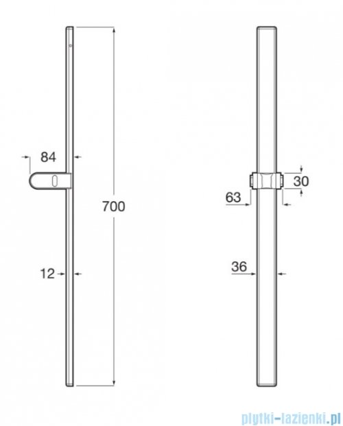 Roca drążek prysznicowy 70 cm Biały Mat A5B07S1B00