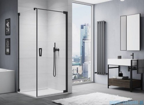 SanSwiss Cadura Black Line drzwi wahadłowe 80cm jednoczęściowe prawe z profilem przyściennym  czarny mat CA1CD0800607