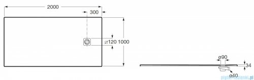 Roca Magma 200x100cm brodzik prostokątny kompozytowy STONEX BEŻOWY  APE017D03E803650