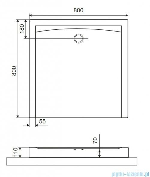 Excellent Forma Compact X brodzik kwadratowy 80x80 cm struktura, czarny mat BREX.1402.080.080.BLC