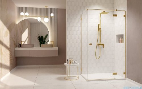 Radaway Essenza Pro Brushed Gold Kdj kabina 90x100cm prawa szczotkowane złoto 10097090-99-01R/10098100-01-01