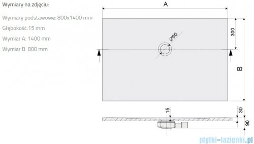 Sanplast Open Structure Mineral B-M/OPEN STR brodzik prostokątny 80x140x1,5 cm mat czerni 645-440-0370-59-020