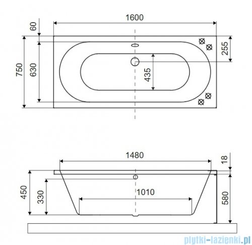 Excellent Oceana Slim wanna prostokątna 160x75 antracyt mat WAEX.OCE16ANMS