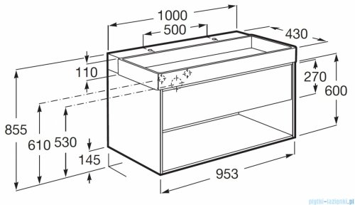 Roca Tura Unik zestaw szafka z umywalką 100x43x60 SZLACHETNY SZARY A852038559