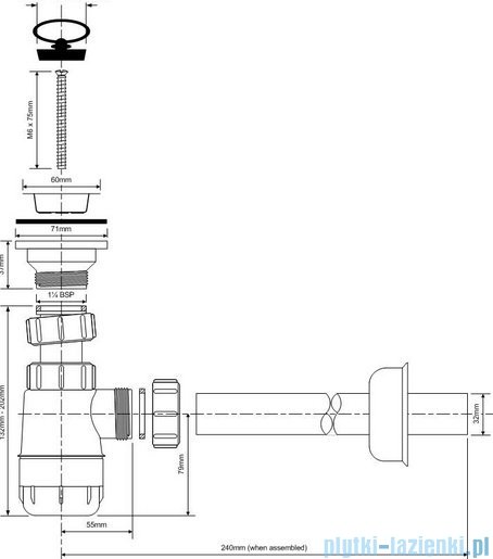 McAlpine Syfon umywalkowy butelkowy niski HC1L