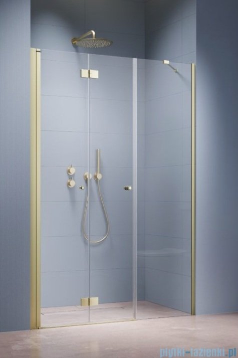 Radaway Nes Brushed Light Gold DWSB Drzwi wnękowe 110cm W3  lewe szczotkowane jasne złoto szkło przejrzyste 10044650-98-01L/10045450-01-01