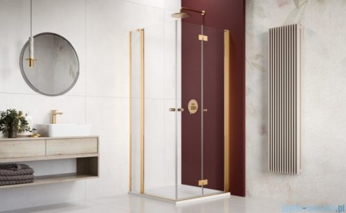 Radaway Nes Gold KDD B / KDD II kabina 100x90cm prawa złoty połysk przejrzyste 10024100-09-01R/10016090-09-01L