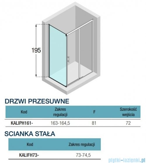 Novellini Kali PH+FH kabina 165x75 profile czarne KALIPH161-1H/KALIFH73-1H