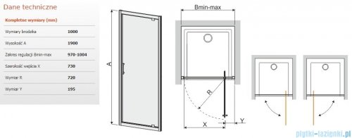 Sanplast Tx drzwi przesuwne DJ/TX5b 100x190 cm przejrzyste 600-271-1060-38-401