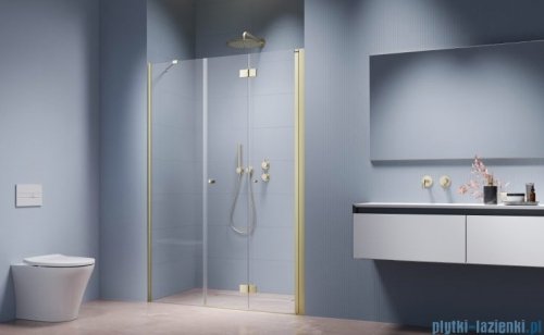 Radaway Nes Brushed Light Gold DWSB Drzwi wnękowe 100cm W1 prawe szczotkowane jasne złoto szkło przejrzyste 10044750-98-01R/10045250-01-01