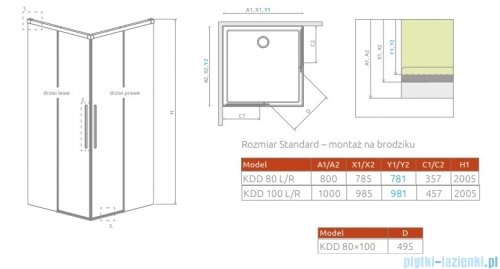 Radaway Idea 8 QL Black Kdd kabina 80x100cm szkło przejrzyste 10590080-54-01L/10590100-54-01R