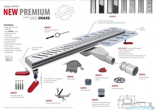 Wiper New Premium Revers Odpływ liniowy z kołnierzem 60 cm poler syfon snake 500.0251.01.060