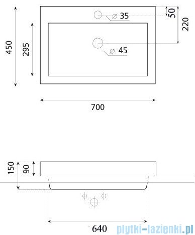 Bathco umywalka nablatowa Manchester 70x45 cm 0023