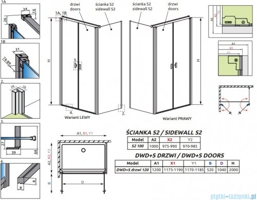 Radaway Nes Black DWD+S kabina 120x100cm czarny mat/szkło przejrzyste 10034120-54-01/10040100-54-01