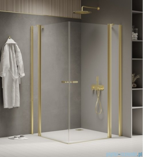 New Trendy New Soleo Light Gold 80x80x195 cm kabina złoty połysk/szkło przejrzyste K-4373