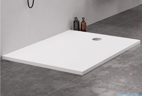 New Trendy Nex brodzik konglomeratowy prostokątny 140x80x3,5 cm biały B-0464