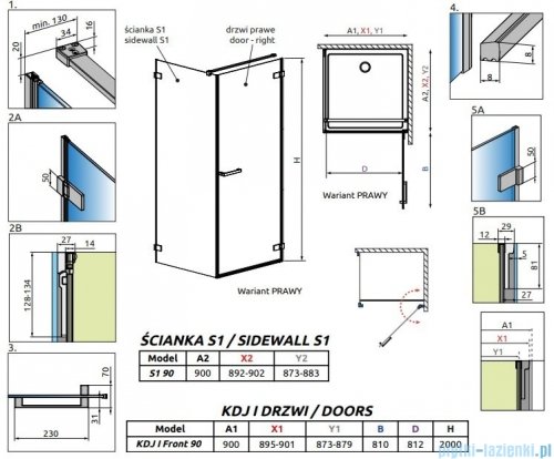 Radaway Arta Kdj I kabina 90x90cm prawa szkło przejrzyste 1386082-03-01R+386021-03-01