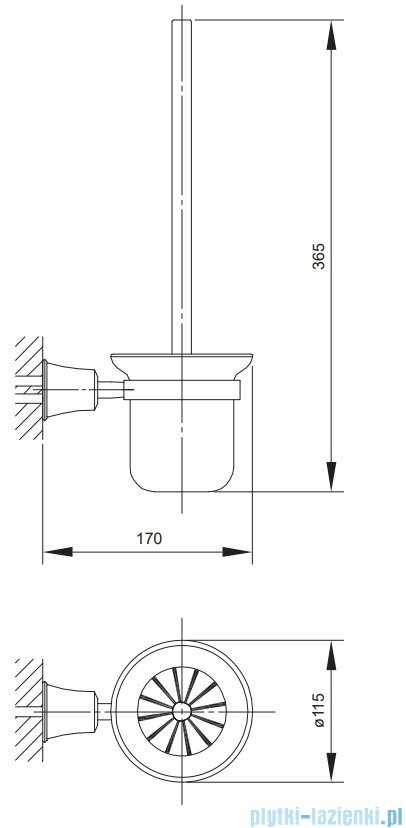 Omnires Art Line szczotka do Wc wisząca brąz antyczny AL53620BR