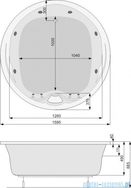 Poolspa Wanna ATLANTYDA 160x160 + stelaż PWRD310ZS000000
