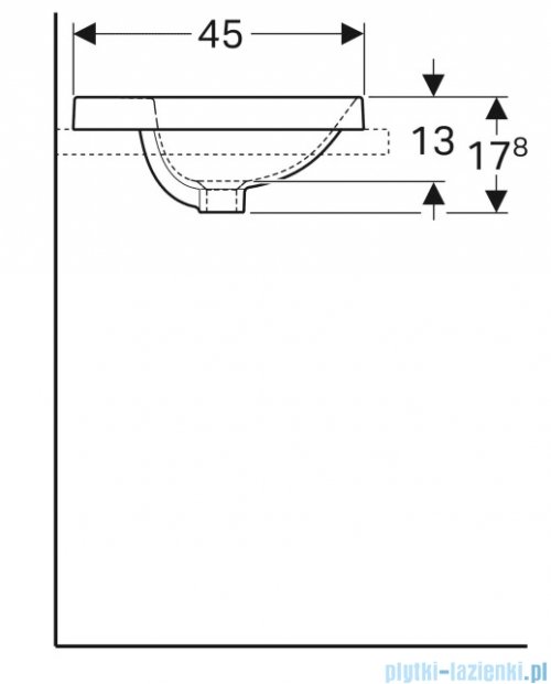 Geberit VariForm Umywalka owalna z półką z otworem na baterię 60x45cm szkliwiony spód KeraTect 500.733.00.2
