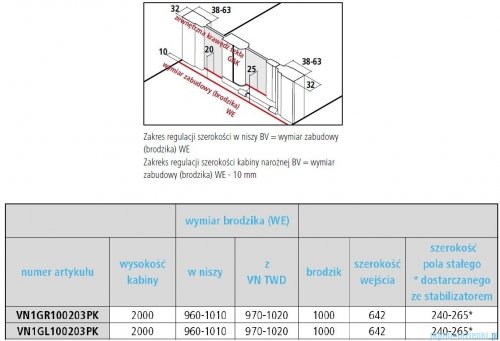 Vitalle NOLA drzwi wahadłowe 1-skrzydłowe z polem stałym lewe 100 cm czarne VN1GL100203PK